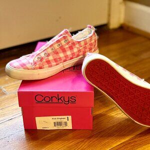 Corkys Babalu Pink GIngham Slip-On Tennis Shoes
